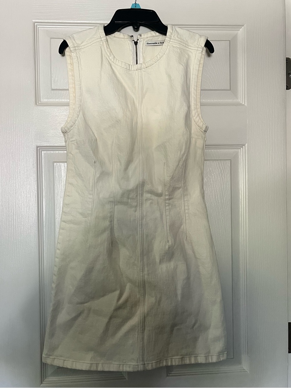Abercrombie & Fitch Cream Denim Sleeveless Mini Dress